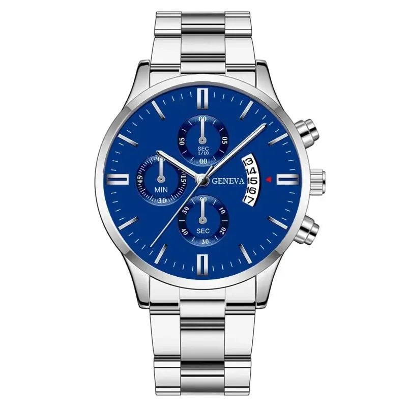 Fashion Men Black Stainless Steel Watch Luxury Calendar Quartz Wrist Watch Mens Business Watches for Man Clock Relogio Masculino